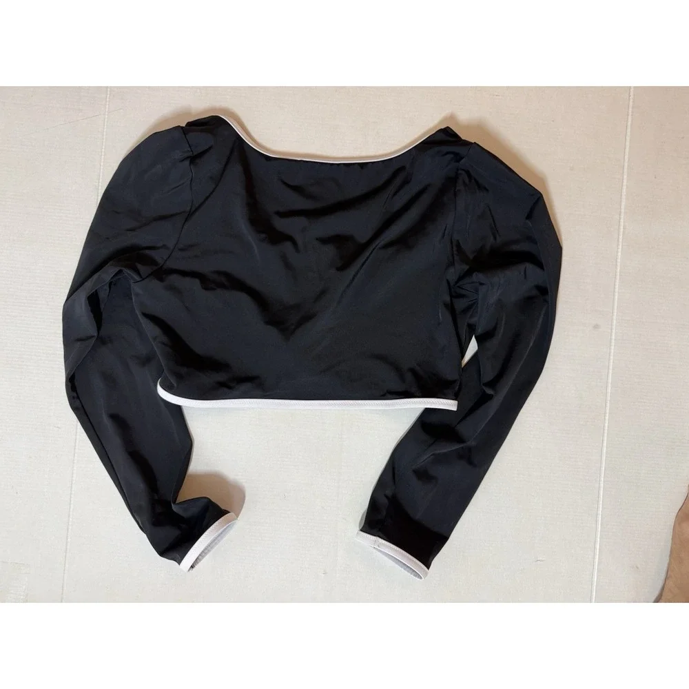 Victoria's Secret PINK Long Sleeve Cropped Rash Guard Swim Top Black XL